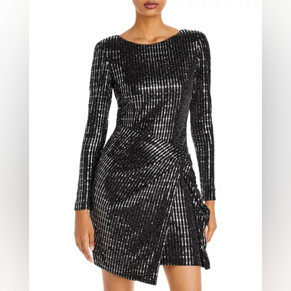 Aqua Sequined Hologram Dress Exclusive Black Silver Size 12